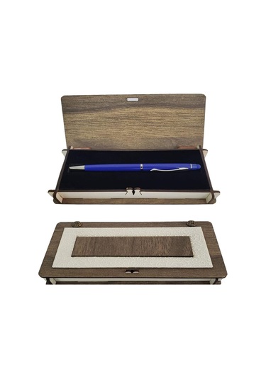 Lacivert Metal Kalem Ahşap Deri Kutulu Karışık Renk