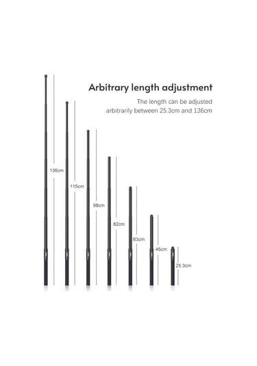 Vrıg Tp-13 53,5 İnç Selfie Çubuğu Alüminyum Alaşımlı 6 Bölümlü, 14 İnç Vida Ve Montaj Adaptörü