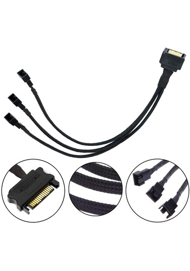 Sata Fan Power Kablosu 3 Port Y Pin Pwm Çoklayıcı Splitter Fan Ka