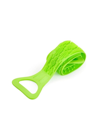 2 Adet Silikon Banyo Vücut Fırçası, Peeling Uzun Silikonlu Sırt Scrubber, Temizlemesi Kolay, İyi Köpürüyor, Yeşil & Turuncu