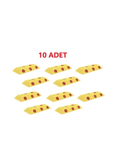 10 Adet Dikdörtgen Mercekli Yol Butonu Sarı Renk