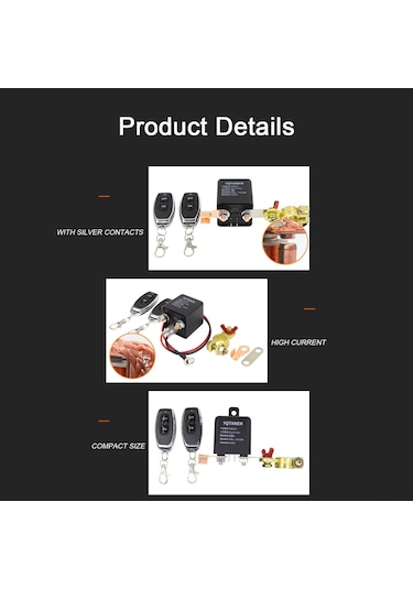Geeroyoo 12v Araç Aküsü İçin Kablosuz Uzaktan Kumandalı Akü Devre Kesici Ve Güç Kesme Anahtarı, 2 Kumanda İle