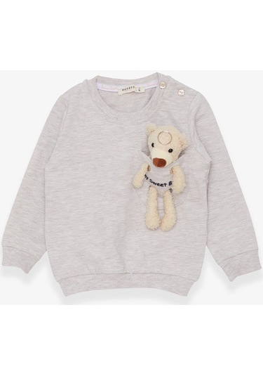 Breeze Kız Çocuk Sweatshirt Ayıcık Aksesuarlı 1.5-5 Yaş, Bej Mela (556838398) Çok Renkli
