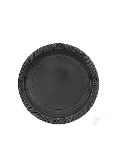 Plastik Tabak, 22cm X 24 Adet - Siyah