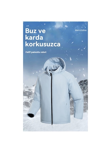 Dik Yakalı Pamuklu Dolgulu Mont, Kışlık Pamuklu Dolgulu Ceket, Rüzgar Geçirmez Pamuklu Dolgulu Mont, Bol Şişme Ceket Kırmızı