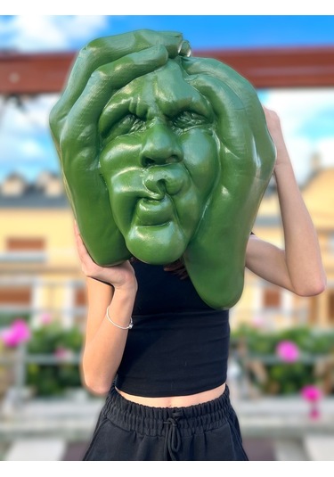 Soyut 3d Yüz Heykeli Modern Duvar Dekoru Çağdaş Yüz Formlu Duvar Heykeli 50x39 Cm Dev Heykel