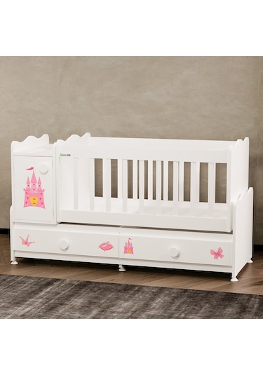 Garaj Home Pırlanta Prenses Uzayan Dolaplı Beşik Beyaz