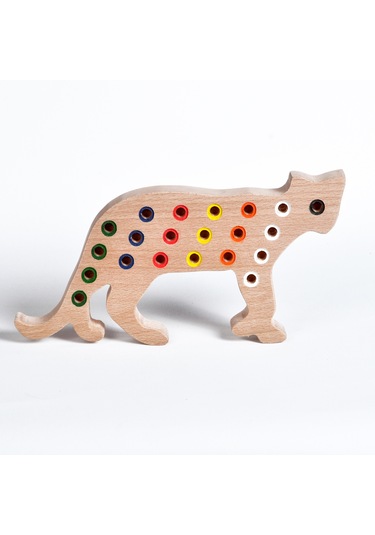 Ahşap Eğitici Doğal Renkli Kedi Tak Çıkar Montessori Oyuncak