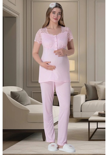 Mecit Pijama Mecit 6009 Pembe Hamile Lohusa Pijama Takımı