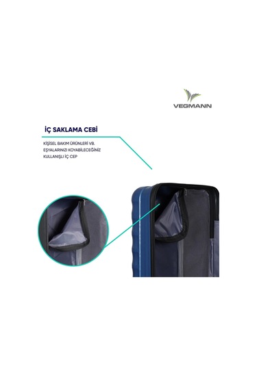 Vegmann Delphin Mavi Kabin Boy Valiz Mavi