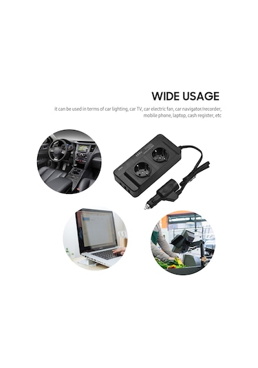 200w Güç İnvertörü Taşınabilir Dc 12v'den Ac 110v'a Araç İnvertörü Güç Dönüştürücü Transformatör, Araç Rv İçin Çift Priz Ve Usb Portları İle