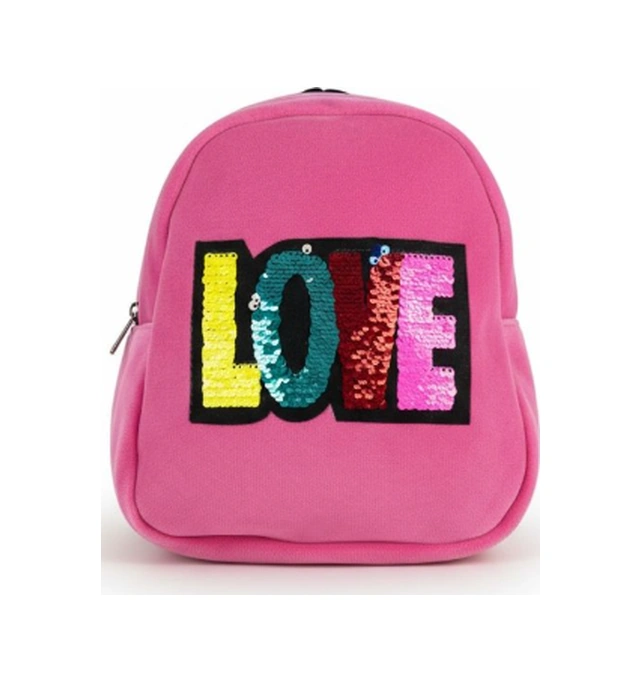 Dolphın Pbr-676 Kadıfe Sırt Cantası Pembe Love Çok Renkli