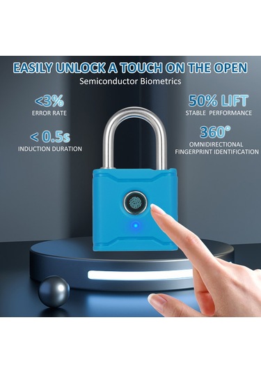 Hallow-t1004d Akıllı Bt Parmak İzi Asma Kilit Şarj Edilebilir,mavi