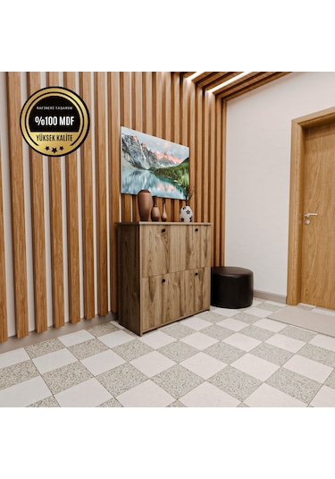 Dekorfim DF08103BR MDF Antre Hol Ayakkabılık Ayakkabı Dolabı