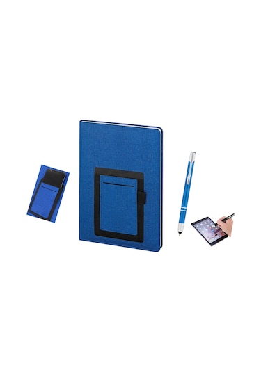 Not Defteri Touchpen Metal Tükenmez Kalemli Çizgili Cepli Defter