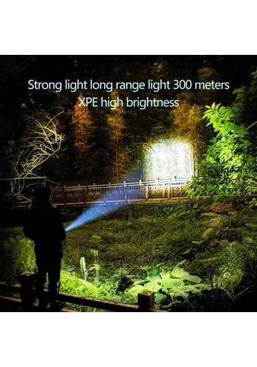 Güçlü Işık El Feneri Usb Şarj Edilebilir El Feneri Taşınabilir Ultra Parlak Uzun Menzilli Dış Mekan Ev Led Işık Siyah