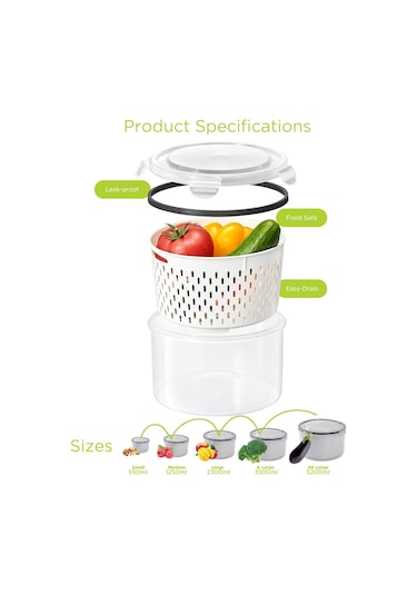 3 Adet Buzdolabı Saklama Kutusu Yuvarlak Şeffaf Drenaj Sepeti Meyve Sebze Taze Saklama Kutusu Bpa , Fda Yok