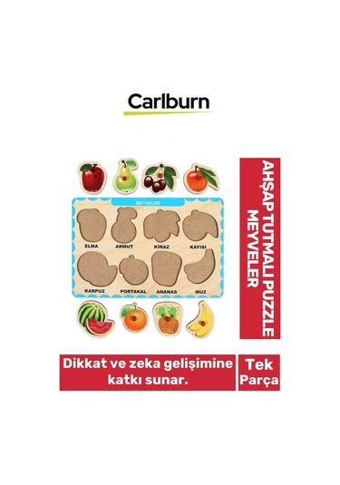 Özel Üretim Eğitici Öğretici Zeka Geliştirici Çocuk Ebeveyn Meyveler Ahşap Tutmalı Puzzle