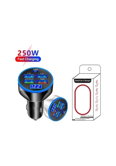 Wgs-g37 Voltmetreli Akıllı Şarj Cihazı - Siyah, Hızlı Ekranlı, Araç 5'i 1