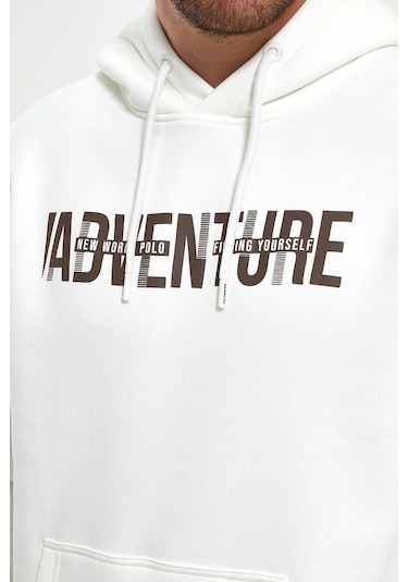 Kapüşonlu Ekru Slim Fit Hoodie 23fwm64047-ekru Ekru