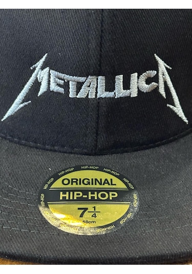 Metallica Nakışlı Siyah Hip Hop Snapback Rapper Basket Cap Şapka Siyah