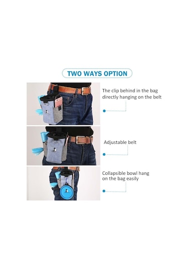 Köpek Eğitim Çantası Gezisi Yiyecek Aperatifleri Çöp Torbası Köpek Gezisi Eğitimi Bel Çantası Pet Eğitim Çantası, Özellikler: Bel Çantası + Katlanır Kase
