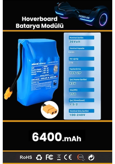 Hoverboard 6400mAh Elektrikli Kaykay Bataryası