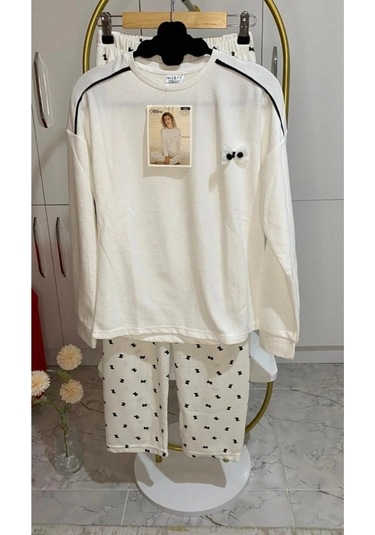 Waffle Kumaş Pijama Takımı Beyaz