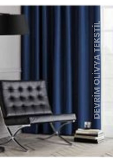 Shy Tekstil Lüks 1. Sınıf Özel Dikim Mavi Blackout Fon Perde - Işık Geçirmez, Ekstraforlu Karartma Lacivert