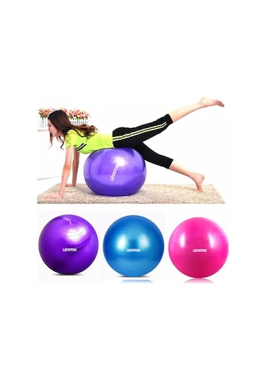 65 CM Fitilli Pilates Topu ve Pompa Seti Pilates Denge Yoga Spor Mor