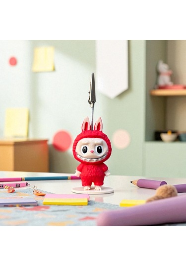 Dekoratif Sevimli Labubu Notluk - Kağıt Tutacağı - Fotoğraf Tutacak Kırmızı