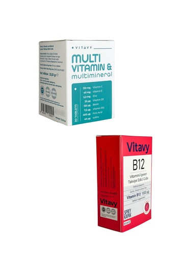 Vitavy B12 Vitamini Sprey 10 ML 75 Puff + Multivitamin & Multimineral 30 Tablet
