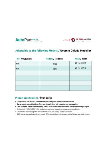 Fiat Tipo,egea İçin Kapı Kol Şifre Kapağı-krom-ön/arka-sağ/sol-se