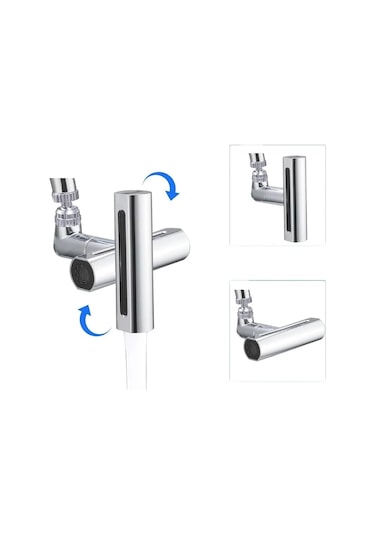 Fusty 360 Derece Döner Şelale Musluk Başlığı - 4 Fonksiyonlu Gümüş