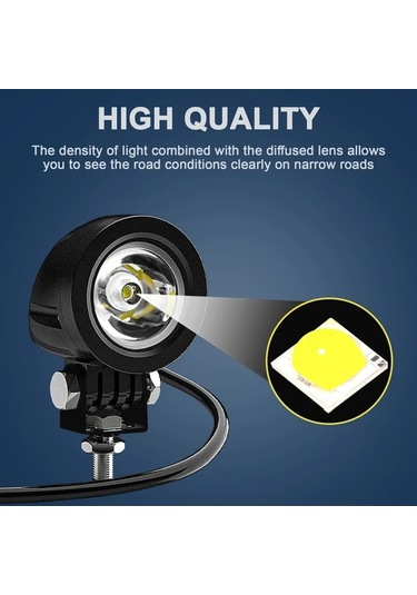 Motion003 Alüminyum 2 Işık 2 İnç Motosiklet Işıkları Beyaz Yüksek Lümen Su Toz Geçir