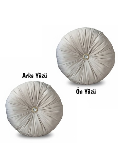 Dekoratif Yuvarlak Kırlent Döşemelik Kumaştan Üretilmiştir. Gri