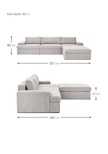 Mode Siesta Pro Kuş Tüyü Köşe Koltuk 4 Modül 19 Gri Keten