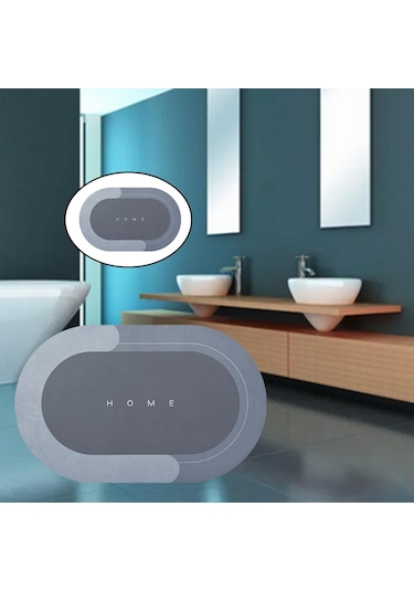 Suntek Kapı Paspası Giriş Çabuk Kuruyan Halı Zemin Mavi 40x60cm Oval