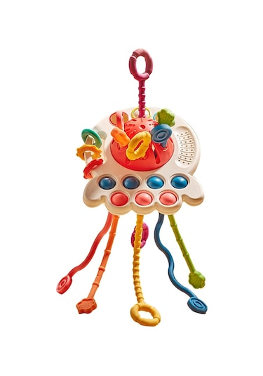 Hallow Bebek Montessori Oyuncakları İçin Çekme İpli Oyuncak Kırmızı