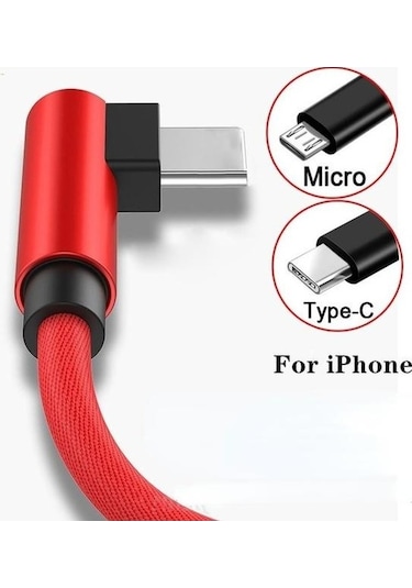 Kırmızı ios Uyumlu Samsung Xiaomi Htc Huawei Cep Telefonu Şarj Kablosu İçin 90 Derece Naylon Hızlı Şarj L Şeklinde 2m ios Uyumlu İpad