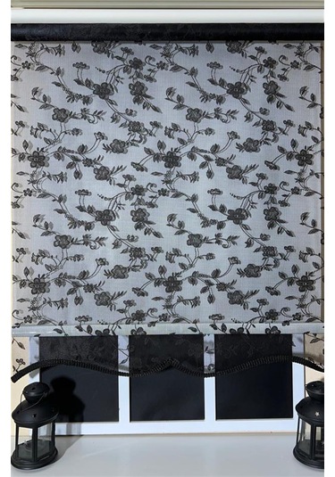 Çift Mekanizmalı Siyah Tül Perde Ve Ekru Stor Perde Stb45248-v112 Siyah