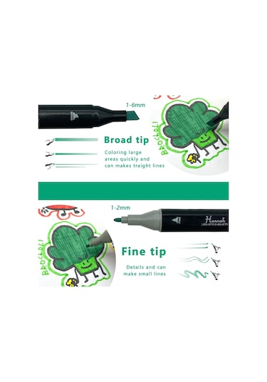 Hannah 60 Parça Siyah Çantalı Çift Taraflı Marker Seti