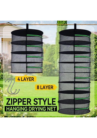4/8 Katmanlı Bitki Asılı Kurutma Ağı Nefes Alabilen Bitki Gri - Siyah