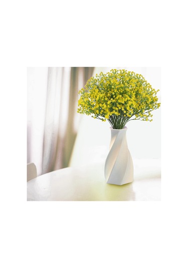 Hangfox Sarı Pu Plastik Yapay Gül 12 Adet - 53cm Boy, 90 Küçük Çiçek, Eğilebilir Gövde, Vazo Hariç