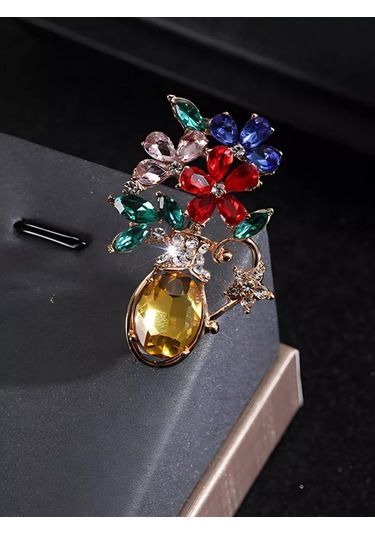 Bijoubijou Takı Broş Çiçekler 244262820 Altın Rengi