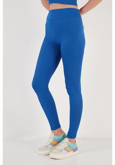 Lela Esnek Slim Fit Toparlayıcı Yüksek Bel Bayan Tayt 5865552 Saks