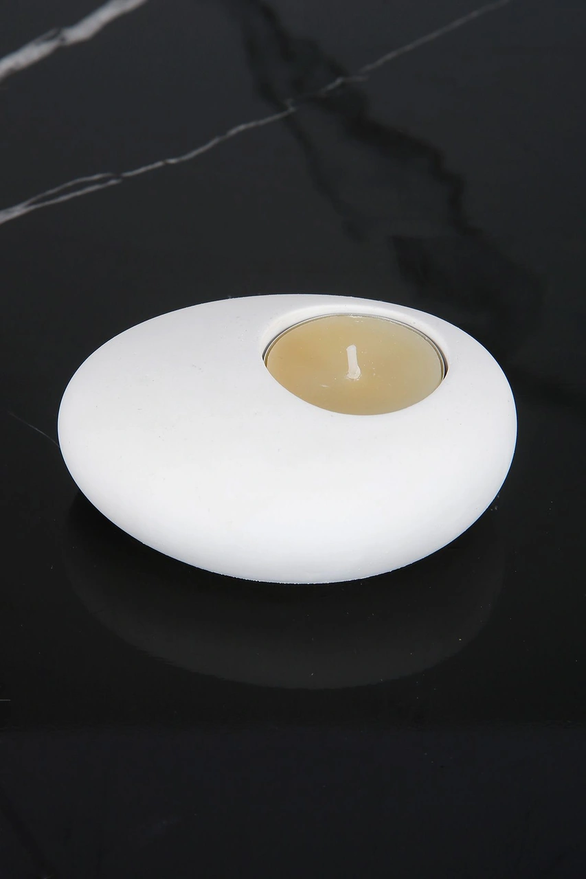El Yapımı Tealight Mumluk Sade Beyaz