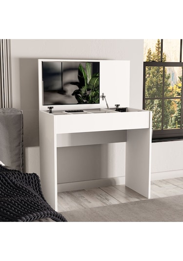 2230 Laıla Düşer Kapaklı Aynalı 80 Cm Makyaj Masası
