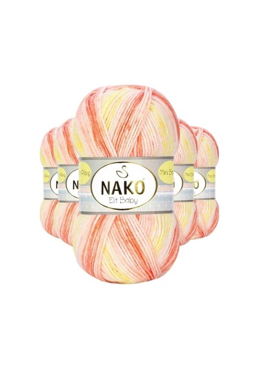 5 Adet Mini Batik Bebe El Örgü İpi Turuncu Sarı 32430