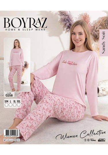 Kadın Sandy Soft Uzun Kol Pijama Takımı Pembe